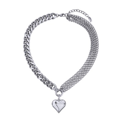 Колье Сердцебиение (покрытие родий) 47-54см, Есть комплект