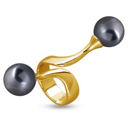 Кольцо (Майорка 12мм темно-серая; покрытие золото), Есть комплект