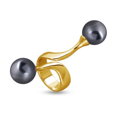 Кольцо (Майорка 12мм темно-серая; покрытие золото), Есть комплект