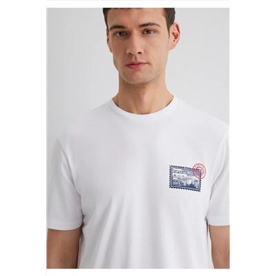Mavi Baskılı Beyaz Tişört Regular Fit / Normal Kesim 0612998-620