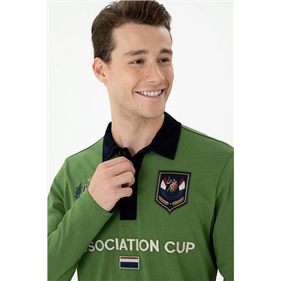 Erkek Yeşil Polo Yaka Sweatshirt