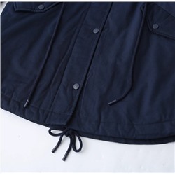 Женское свободное хлопковое пальто средней длины со съемным меховым воротником и капюшоном