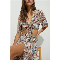 Top corto anudado viscosa