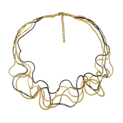 Колье Паутина (5 нитей; покрытие золото, черный родий) 55-60см, Есть комплект