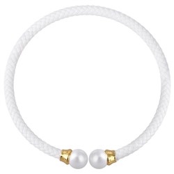 Колье-чокер Дуэт (Майорка 16мм белая, кожа белая; покрытие золото), Есть комплект