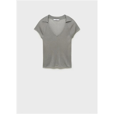 Camiseta semitransparente cuello polo