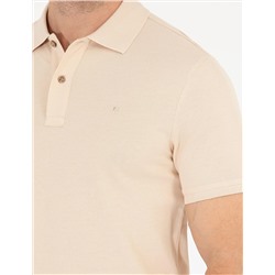 Bej Slim Fit Polo Yaka Basic Tişört