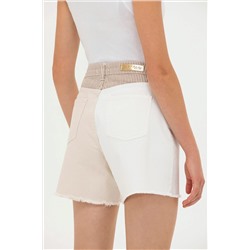 Kadın Krem Jean Şort