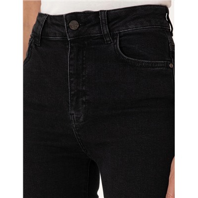 Siyah Skinny Flare Fit Jean Pantolon