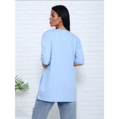 Футболка удлиненная с рисунком сердце и карманами, 785