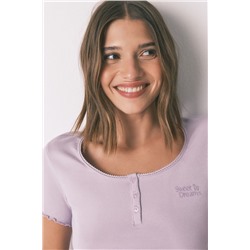 Camiseta manga corta algodón lila