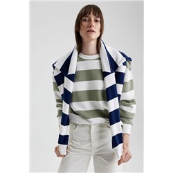 Defacto Relax Fit Bisiklet Yaka Çizgili Sweatshirt A1883AX23SP