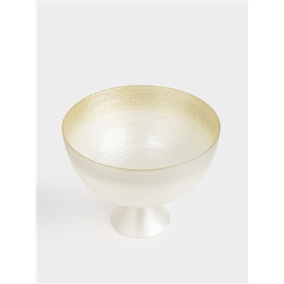 Ваза для фруктов, 24х18 см, на ножке, стекло, молочная/шампань, Marbella