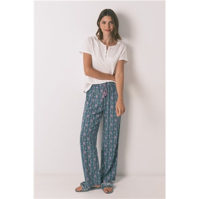 Pantalón largo viscosa print flores