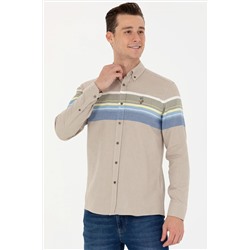 Erkek Açık Haki Uzun Kollu Gömlek