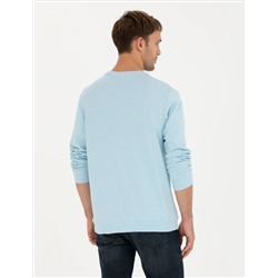 Açık Mavi  Regular Fit Bisiklet Yaka Sweatshirt