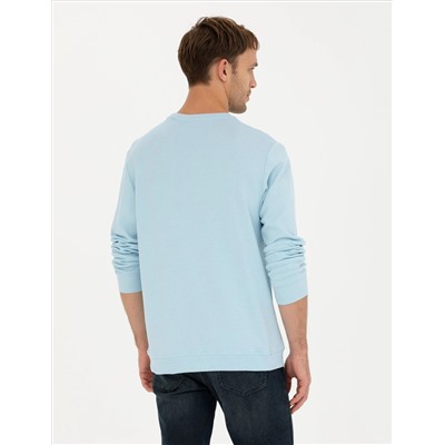 Açık Mavi  Regular Fit Bisiklet Yaka Sweatshirt