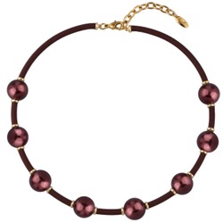 Колье Гевея (Майорка 16мм бургунди, каучук шоколад; золото) 42-47см, Есть комплект