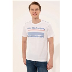 Erkek Beyaz Bisiklet Yaka Tişört