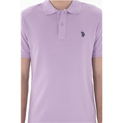 Erkek Slim Fit Polo Yaka Lila Basic Tişört