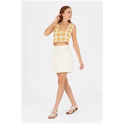 Kadın Krem Dokuma Etek