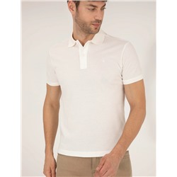 Beyaz Slim Fit Polo Yaka Basic Tişört