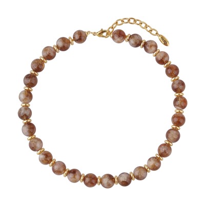 Колье Терра (цитрин 12мм; покрытие золото) 41-46см, Есть комплект