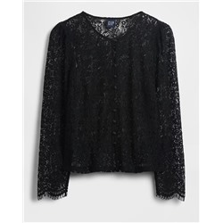 Lace Button-Front Top