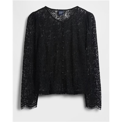 Lace Button-Front Top