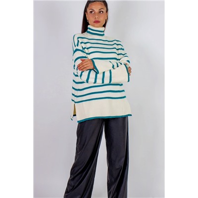 Теплая туника в полоску высокий ворот арт. 2918