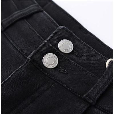 Джинсы слегка расклешенные средней и высокой талии с флисовой подкладкой МО*КО