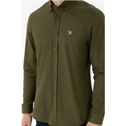 Erkek Haki Uzun Kollu Gömlek