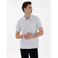 Açık Mavi Regular Fit %100 Pamuk Polo Yaka Basic Tişört