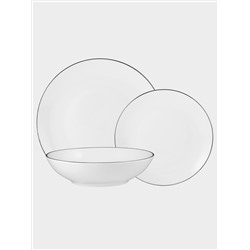 Сервиз обеденный, 4 перс, 12 пр, фарфор P, белый, с серебристым кантом, White Platinum