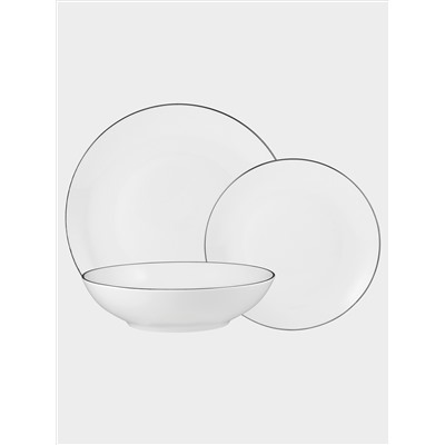 Сервиз обеденный, 4 перс, 12 пр, фарфор P, белый, с серебристым кантом, White Platinum