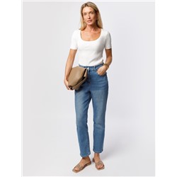 Укороченные джинсы из эластичного денима