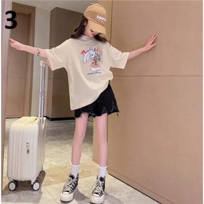 Хлопковые футболки для девочек (90-170) 10 Вариантов принтов