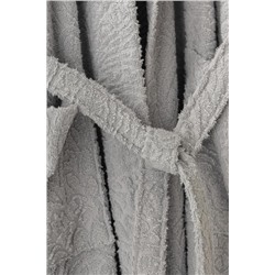 Bernay %100 Pamuk Jakarlı Unisex Şalyaka Bornoz - Gri - Natural Koleksiyon