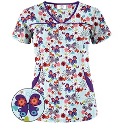 Happy Scrubs® Oh Happy Day Amazing Aqua Print Scrub Top