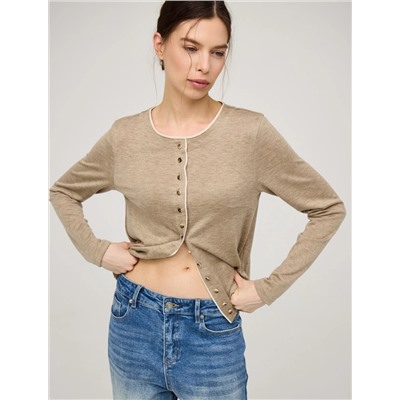 Бежевый Кардиган "Необработанный срез"
