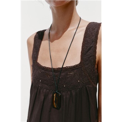 EMBROIDERED DRESS WITH LACE TRIM