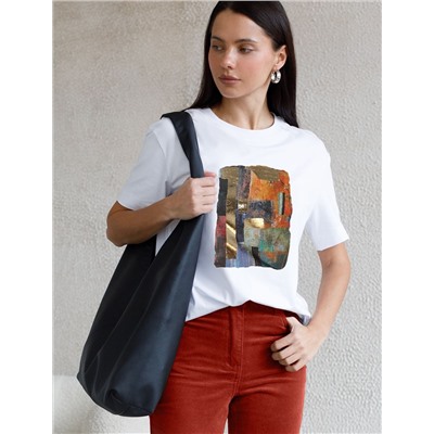 Свободная футболка с принтом из премиального хлопка с эластаном