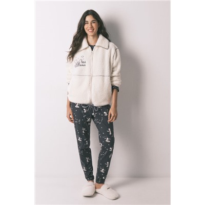Bata corta sherpa blanca estampado El Principito