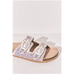 Sandalia bio tiras tejido pespuntes