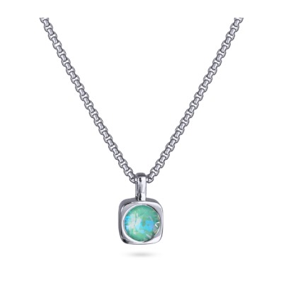 Кулон Теннис (кристаллы SW мятные 8мм; покрытие родий) 50-57см, Есть комплект