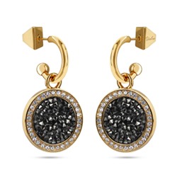 Серьги Галактика (кристаллы SW темно-серые; покрытие золото), Есть комплект