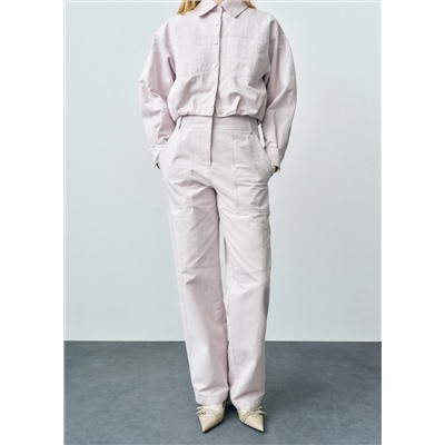 Pantalón wideleg costuras decorativas