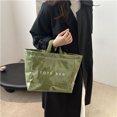 Трендовая сумка тоут в стиле крафт пакета с двумя видами ручек Tote ba*g