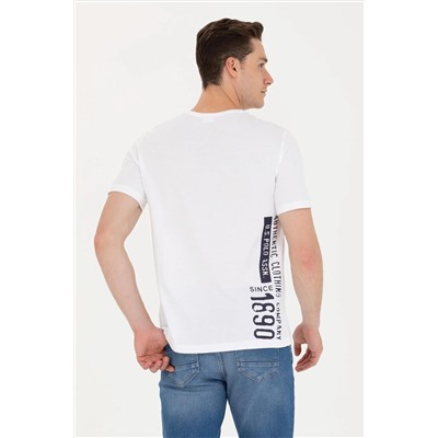 Erkek Beyaz Bisiklet Yaka Tişört