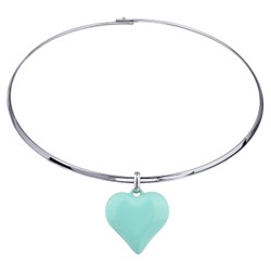 Колье-чокер Сердцебиение (2.5см, эмаль морская свежесть; покрытие родий) 42см, Есть комплект